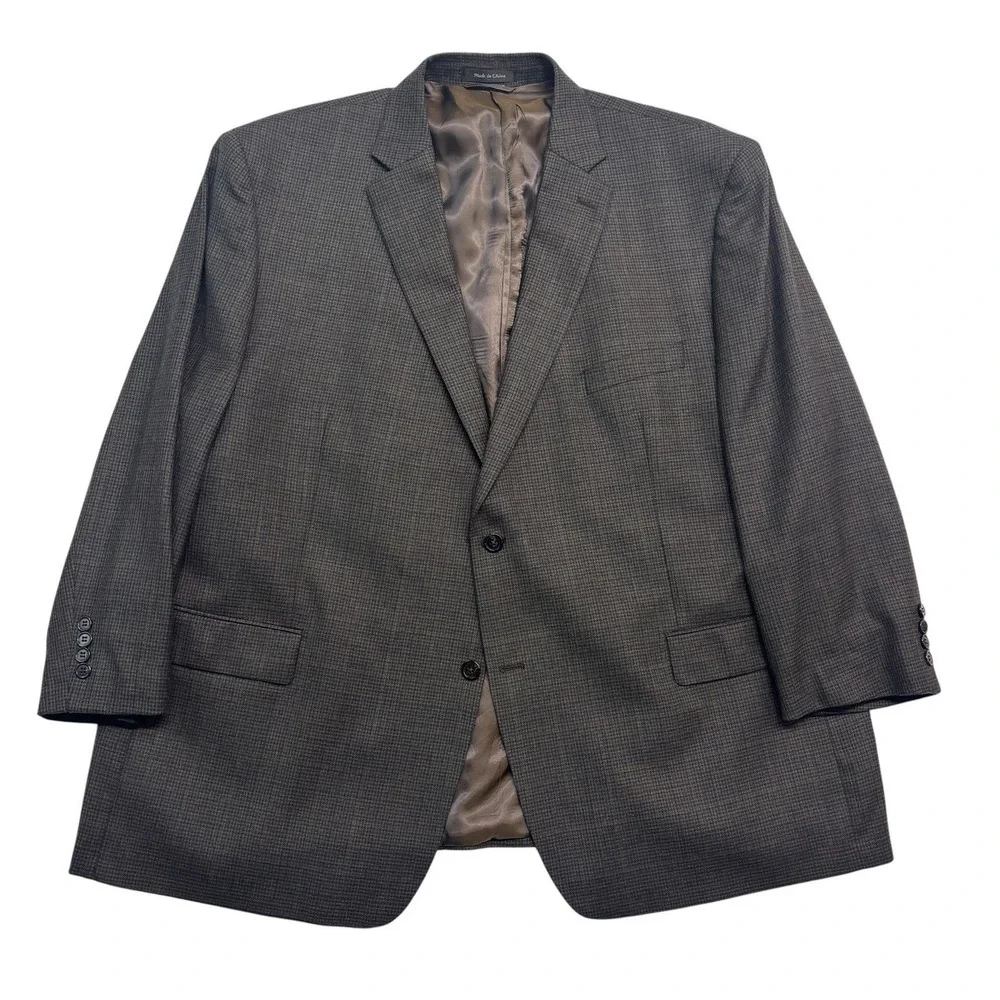 Ralph Lauren 52R 52S Brown Houndstooth Blazer Jacket Sport Suit Coat Wool‎